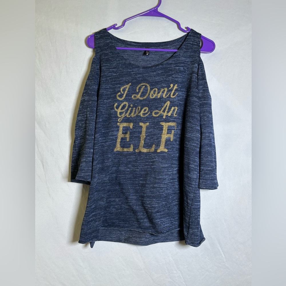 Yandy Navy and Gold Off-the-Shoulder Sweater